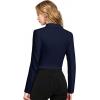 image:imageHybrid amp Company Womens Blazer Cropped Ponte Fabric Open Front Zipper Dress Jacket Casual Slim JacketNavy