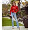 image:imageHybrid amp Company Womens Blazer Cropped Ponte Fabric Open Front Zipper Dress Jacket Casual Slim JacketRed
