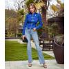 image:imageHybrid amp Company Womens Blazer Cropped Ponte Fabric Open Front Zipper Dress Jacket Casual Slim JacketRoyal