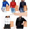 image:imageHybrid amp Company Womens Blazer Cropped Ponte Fabric Open Front Zipper Dress Jacket Casual Slim JacketWhite