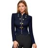 image:imageHybrid amp Company Womens Blazer Cropped Ponte Fabric Open Front Zipper Dress Jacket Casual Slim JacketNavy