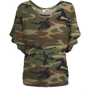 image:imageHybrid amp Company Womens Super Comfy Boat Neck Dolman Top Shirt10188camouflage