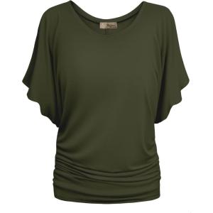 image:imageHybrid amp Company Womens Super Comfy Boat Neck Dolman Top ShirtOlive