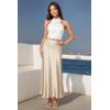 image:imageHybrid amp Company Womens Silky Satin Maxi Skirt  Stretch High Waist Casual amp Office  Made in USAChampagne