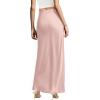 image:imageHybrid amp Company Womens Silky Satin Maxi Skirt  Stretch High Waist Casual amp Office  Made in USAPink