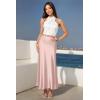 image:imageHybrid amp Company Womens Silky Satin Maxi Skirt  Stretch High Waist Casual amp Office  Made in USAPink