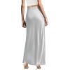 image:imageHybrid amp Company Womens Silky Satin Maxi Skirt  Stretch High Waist Casual amp Office  Made in USASilver