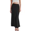 image:imageHybrid amp Company Womens Silky Satin Maxi Skirt  Stretch High Waist Casual amp Office  Made in USABlack
