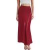 image:imageHybrid amp Company Womens Silky Satin Maxi Skirt  Stretch High Waist Casual amp Office  Made in USARed
