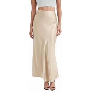 image:imageHybrid amp Company Womens Silky Satin Maxi Skirt  Stretch High Waist Casual amp Office  Made in USAChampagne