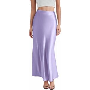 image:imageHybrid amp Company Womens Silky Satin Maxi Skirt  Stretch High Waist Casual amp Office  Made in USALavender