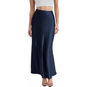 image:imageHybrid amp Company Womens Silky Satin Maxi Skirt  Stretch High Waist Casual amp Office  Made in USANavy