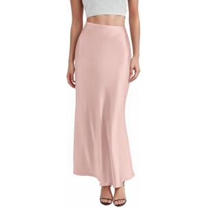 image:imageHybrid amp Company Womens Silky Satin Maxi Skirt  Stretch High Waist Casual amp Office  Made in USAPink