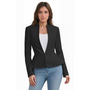 image:imageHybrid amp Company Womens Casual Work Office Elegant Open Front Premium Nylon Blazer JacketJk1135charcoal