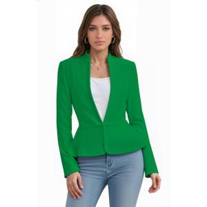 image:imageHybrid amp Company Womens Casual Work Office Elegant Open Front Premium Nylon Blazer JacketJk1135kelly Gree