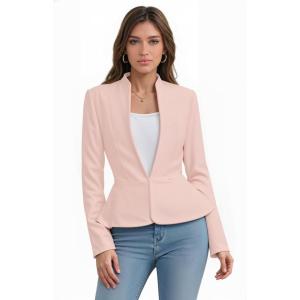 image:imageHybrid amp Company Womens Casual Work Office Elegant Open Front Premium Nylon Blazer JacketJk1135peach