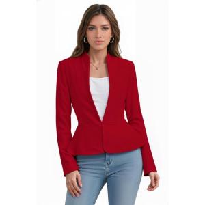 image:imageHybrid amp Company Womens Casual Work Office Elegant Open Front Premium Nylon Blazer JacketJk1135red