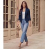 image:imageHybrid amp Company Womens Office Blazer Jacket  Nylon ponte de roma fabric open front design tailored fit versatile style for office work and casual business wearJk11331073tnavy