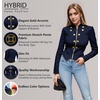 image:imageHybrid amp Company Womens Cropped Ponte Blazer  Cropped ponte fabric open front design zipper detail slim blazer jacket for office casual wear work daily stylingNavy