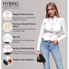 image:imageHybrid amp Company Womens Cropped Ponte Blazer  Cropped ponte fabric open front design zipper detail slim blazer jacket for office casual wear work daily stylingWhite