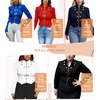 image:imageHybrid amp Company Womens Cropped Ponte Blazer  Cropped ponte fabric open front design zipper detail slim blazer jacket for office casual wear work daily stylingBlack