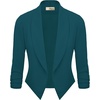 image:imageHybrid amp Company Ruched Sleeve Blazer  Lightweight fabric open front silhouette classic ruched sleeves suitable for office business casual and everyday wearTeal