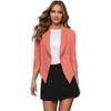 image:imageHybrid amp Company Ruched Sleeve Blazer  Lightweight fabric open front silhouette classic ruched sleeves suitable for office business casual and everyday wearCoral