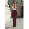 image:imageHybrid amp Company Womens High Rise Ponte Flare Pants  Ultra stretch ponte fabric high rise fit flare leg silhouette pull on waist faux pockets casual office pantsBurgundy