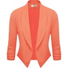 image:imageHybrid amp Company Ruched Sleeve BlazerNeon Coral